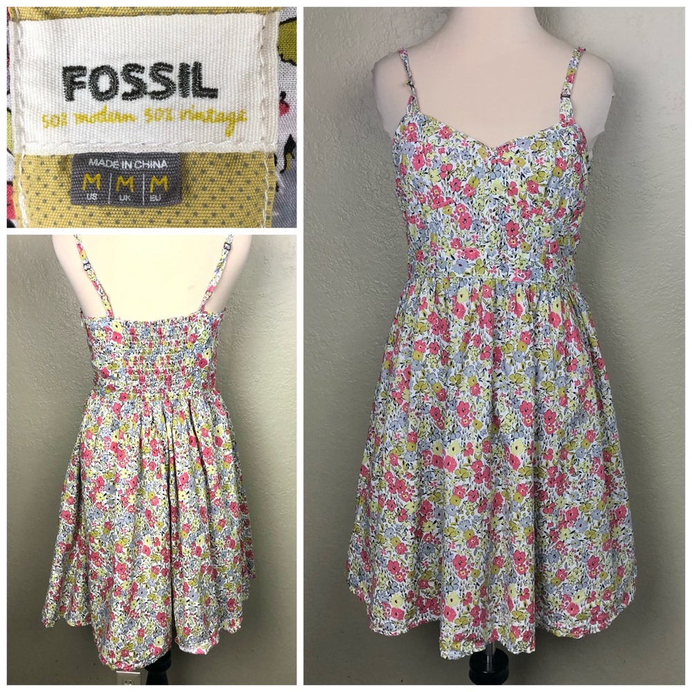 FOSSIL Floral Sun Dress sz M